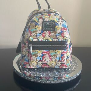 New loungefly Disney princesses all over print mini backpack book bag